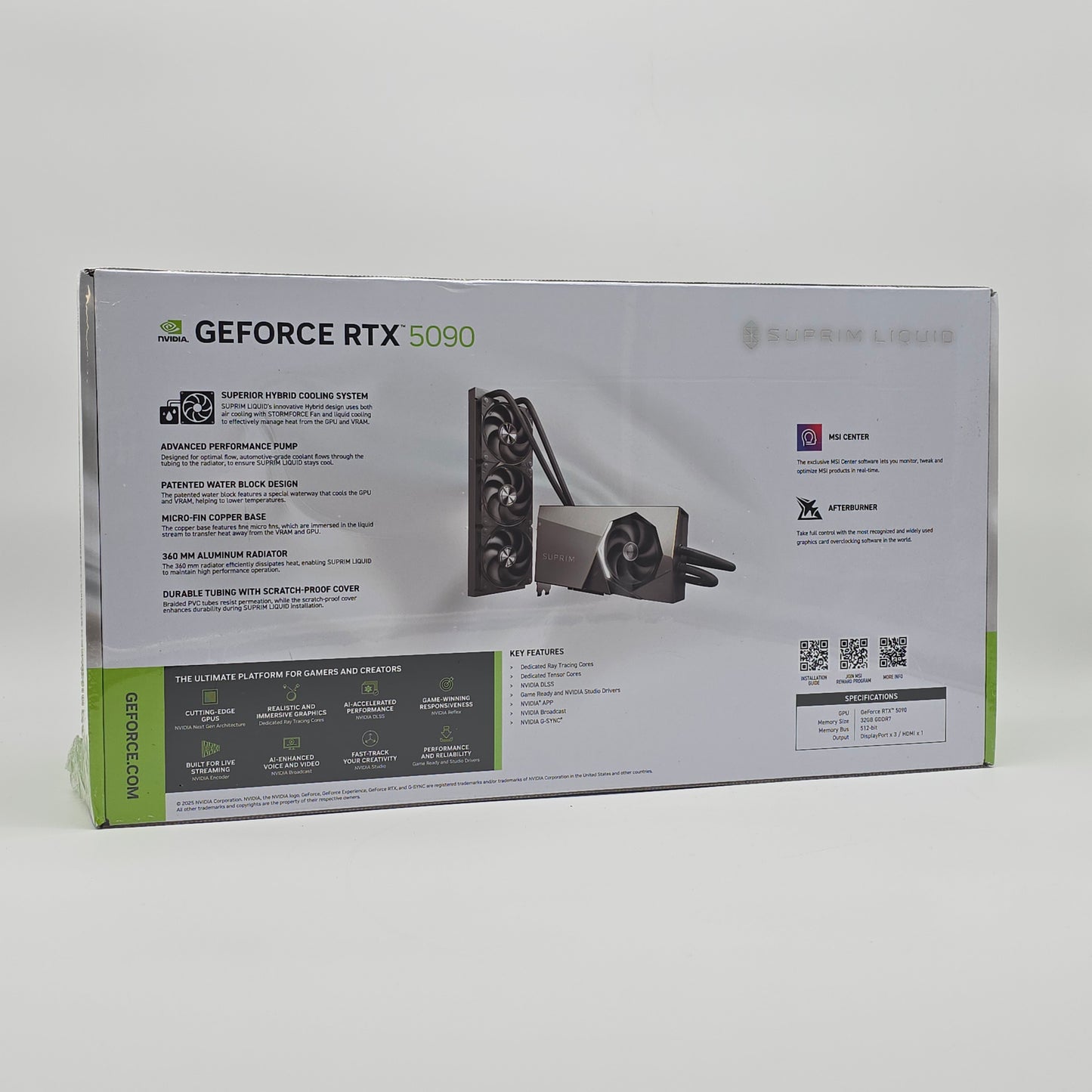 RTX 5090 MSI SUPRIM Liquid SOC Edition 32GB, NVIDIA Gaming Graphics Card GPU