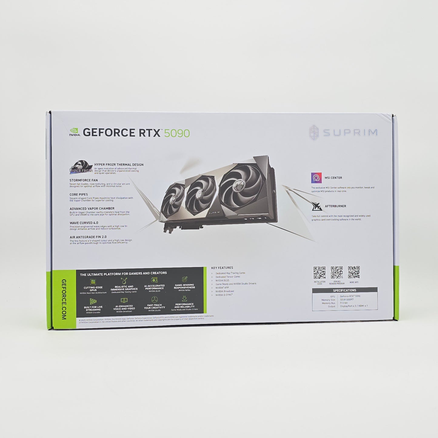 RTX 5090 MSI SUPRIM SOC Edition 32GB, NVIDIA Gaming Graphics Card GPU
