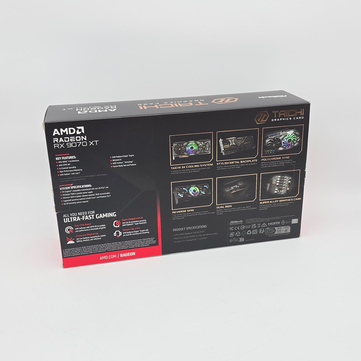 RX 9070 XT ASRock Taichi OC 16GB, AMD Radeon Gaming Graphics Card GPU, 9070XT