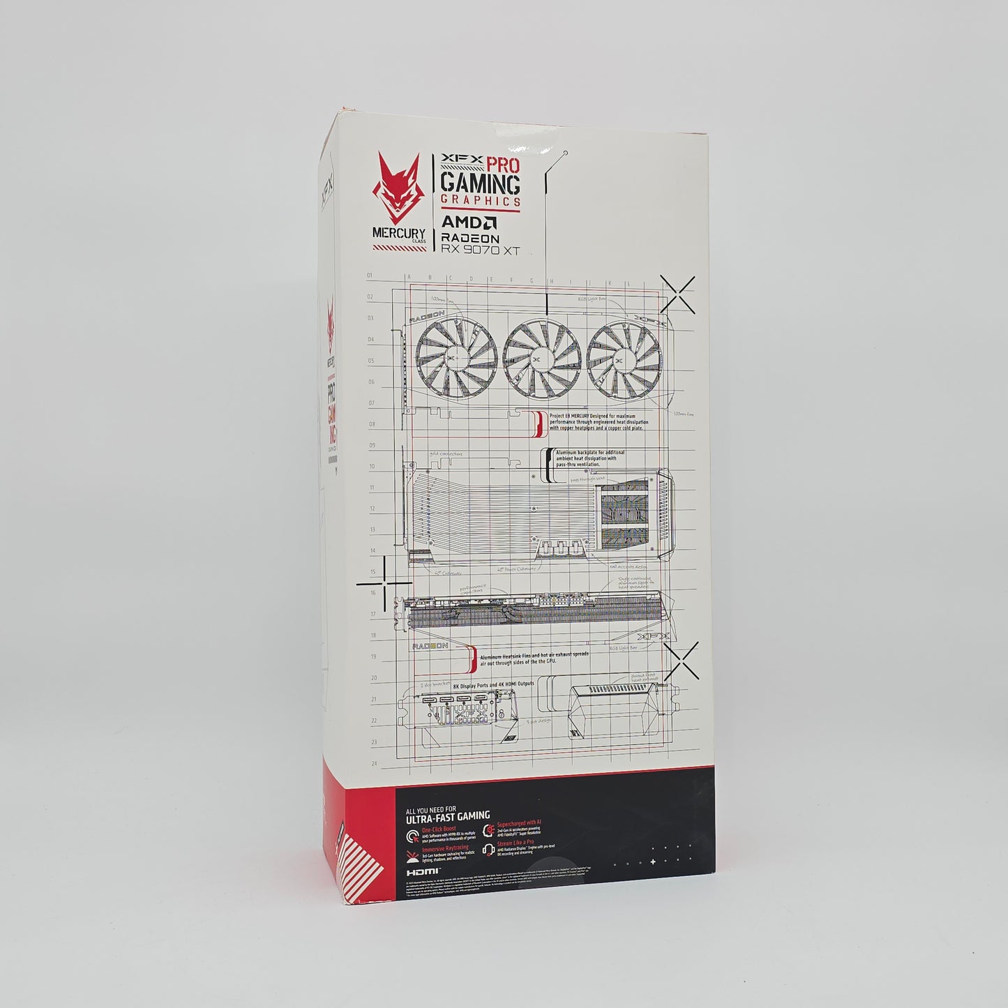 RX 9070XT XFX Mercury White OC 16GB, AMD Radeon Gaming Graphics Card GPU