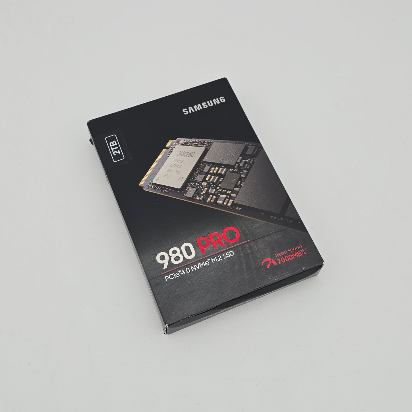 Samsung 860 Pro SSD packaging on a gray background