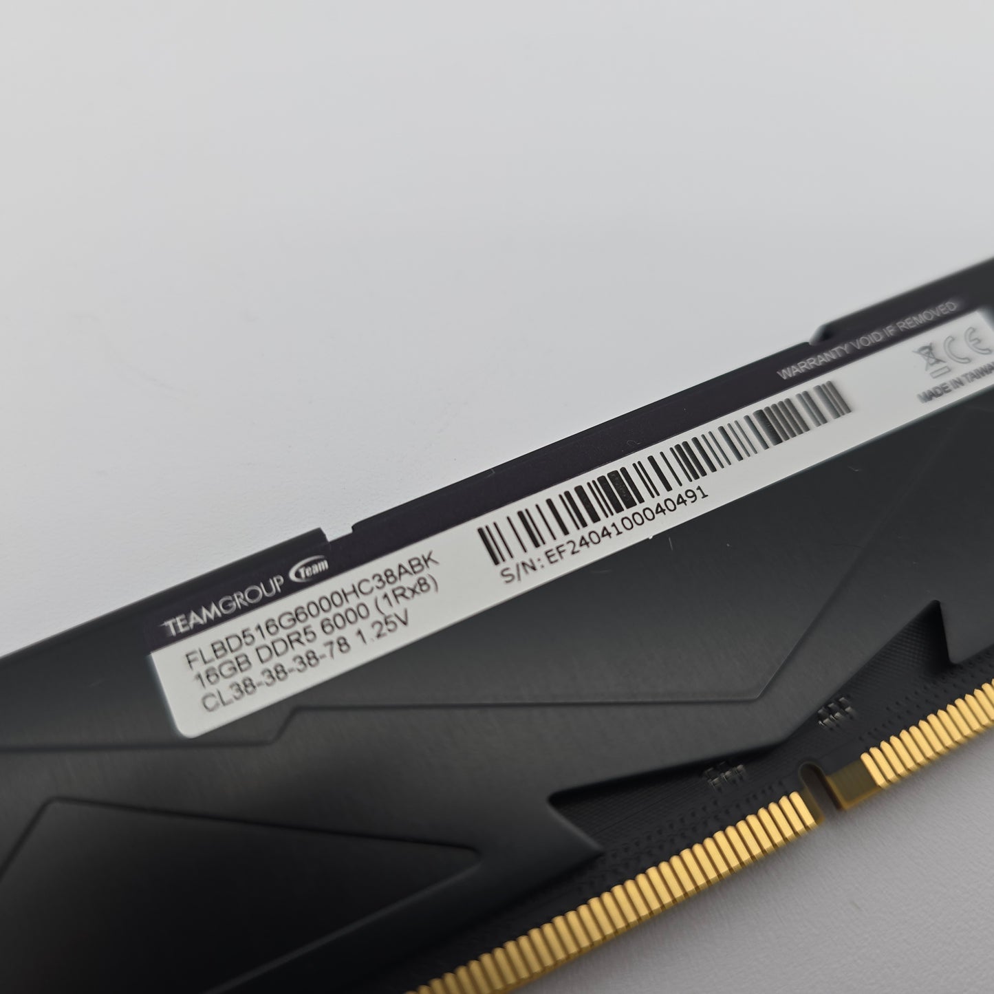 16GB DDR5 RAM 6000MHz, Teamgroup TForce Black, Single 1x16GB Stick, CL-38-38-38-78