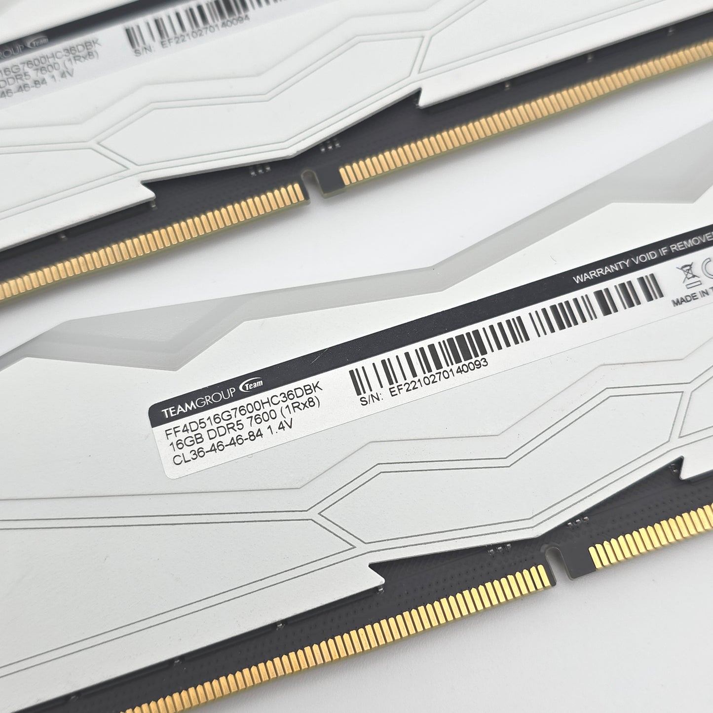 Teamgroup TForce Delta White RGB 32GB DDR5 RAM, 7600MHz, CL36-46-46-84, 2x16GB Desktop Gaming Memory