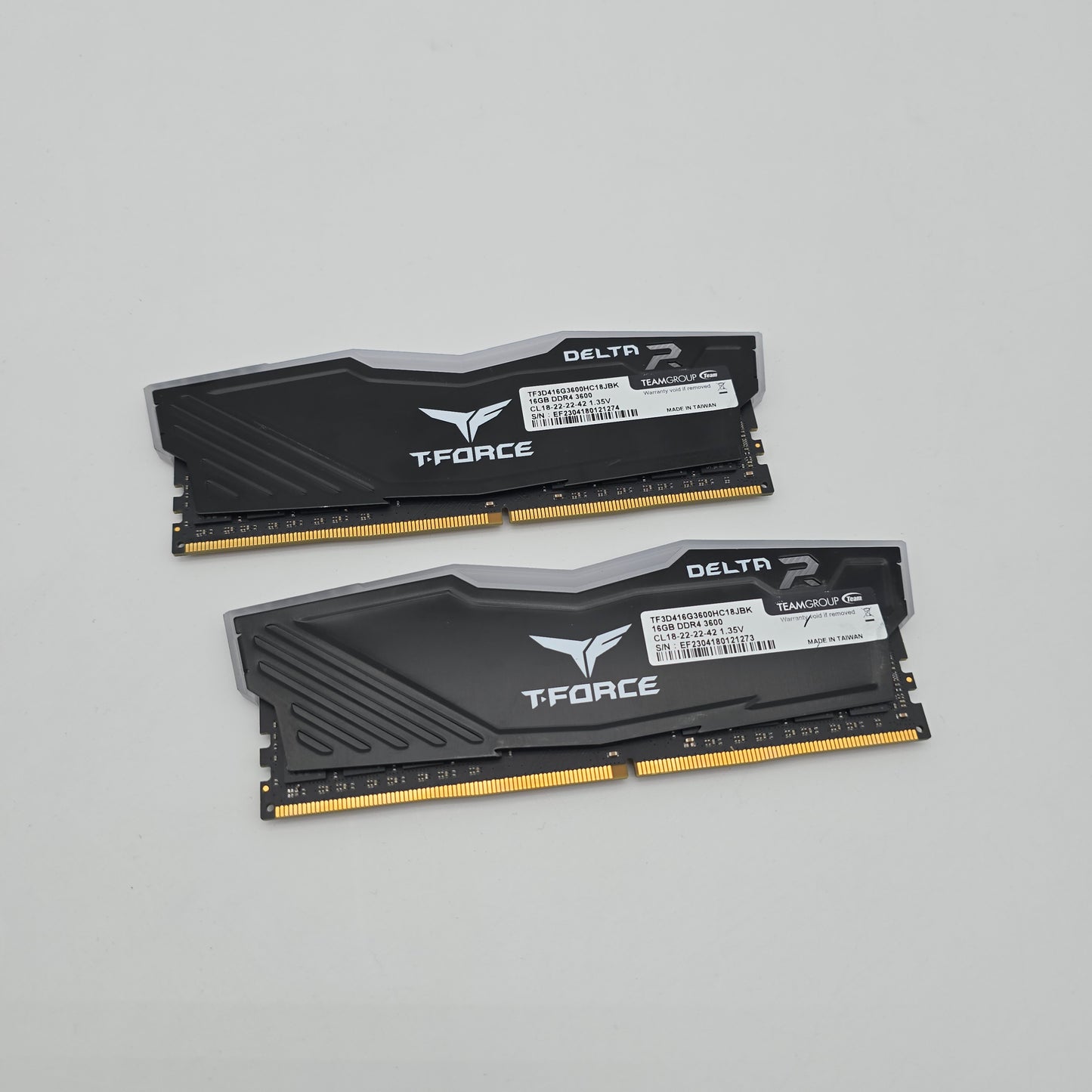 Teamgroup T-Force Delta 32GB DDR4 Black, 3600MHz, CL18-22-22-42, Desktop Gaming Memory RAM (2x16GB)
