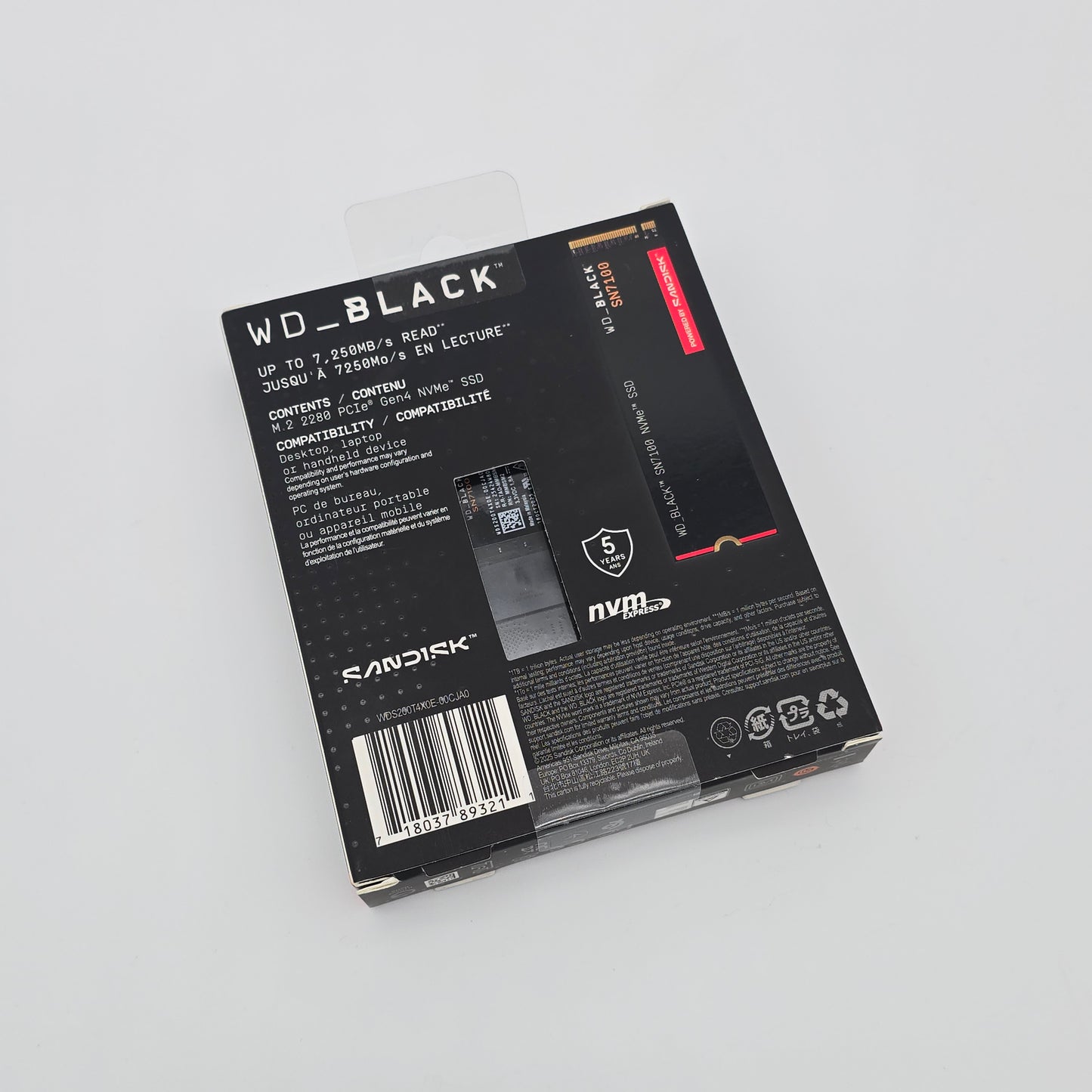 WD_Black SN7100 2TB NVMe SSD, M.2 PCIe Gen 4.0, 7250MB/s, SanDisk, New Sealed