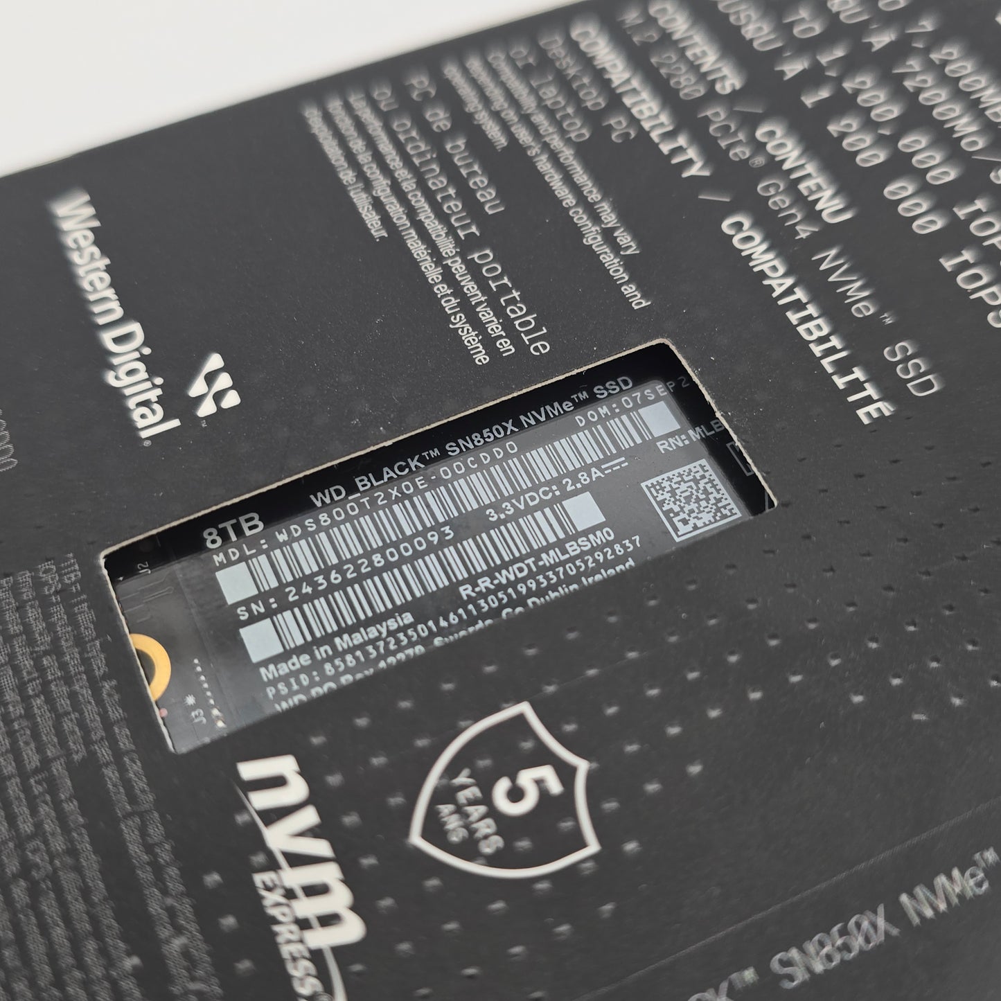 WD_Black SN850X 8TB NVMe SSD, Gen4 PCIe, M.2 2280, Up to 7,200 MB/s