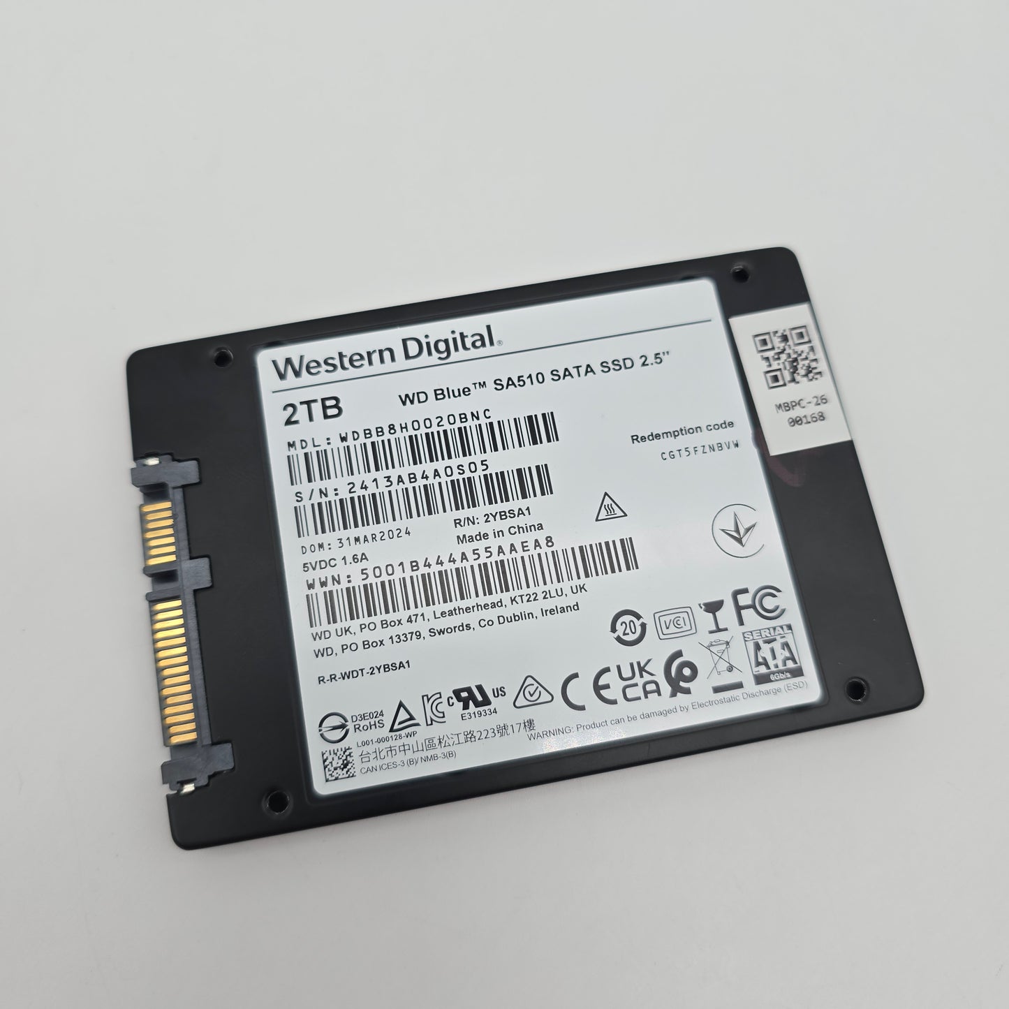 Western Digital WD Blue SA510 2TB SATA 2.5" SSD, Internal Gaming Solid State Drive Storage