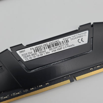 64GB DDR4 G.Skill Ripjaws RAM, 4x16GB 3600MHz CL16-19-19-39 Desktop Memory Kit