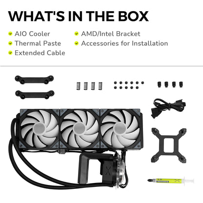 TRYX Panorama SE 360 ARGB Black, 360mm AIO Liquid Cooler w/ Rotatable OLED 6.5" Screen, For Intel/AMD