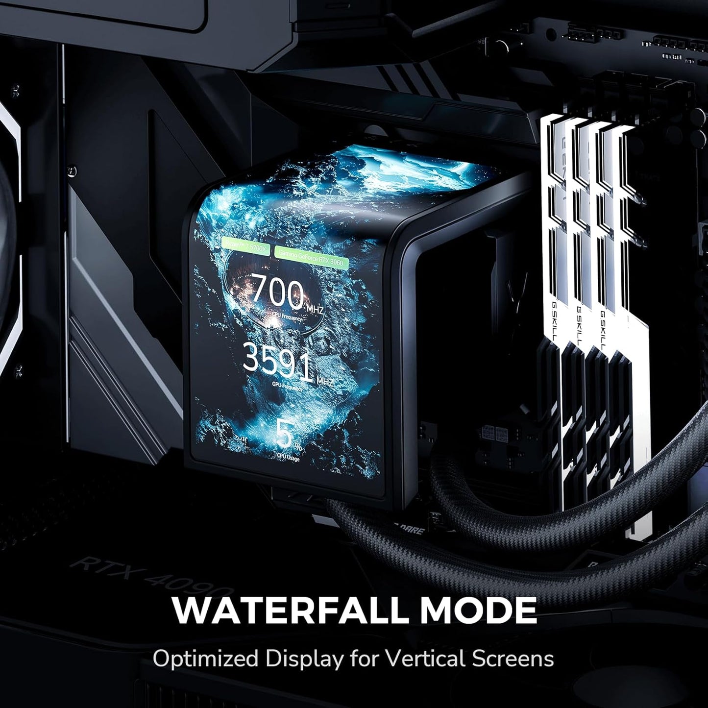 TRYX Panorama SE 360 ARGB Black, 360mm AIO Liquid Cooler w/ Rotatable OLED 6.5" Screen, For Intel/AMD