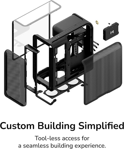 Hyte X50 Black Modern Performance ATX Mid-Tower Gaming PC Case, Tempered Glass
