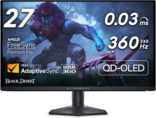 Alienware AW2725DF QD-OLED Gaming Monitor, 360Hz QHD 1440P, 0.03ms, Freesync