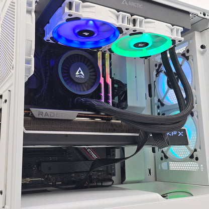 RX 7900 XT, Ryzen 7 5700X, 32GB RAM, 2TB Custom White Liquid Cooled Gaming PC