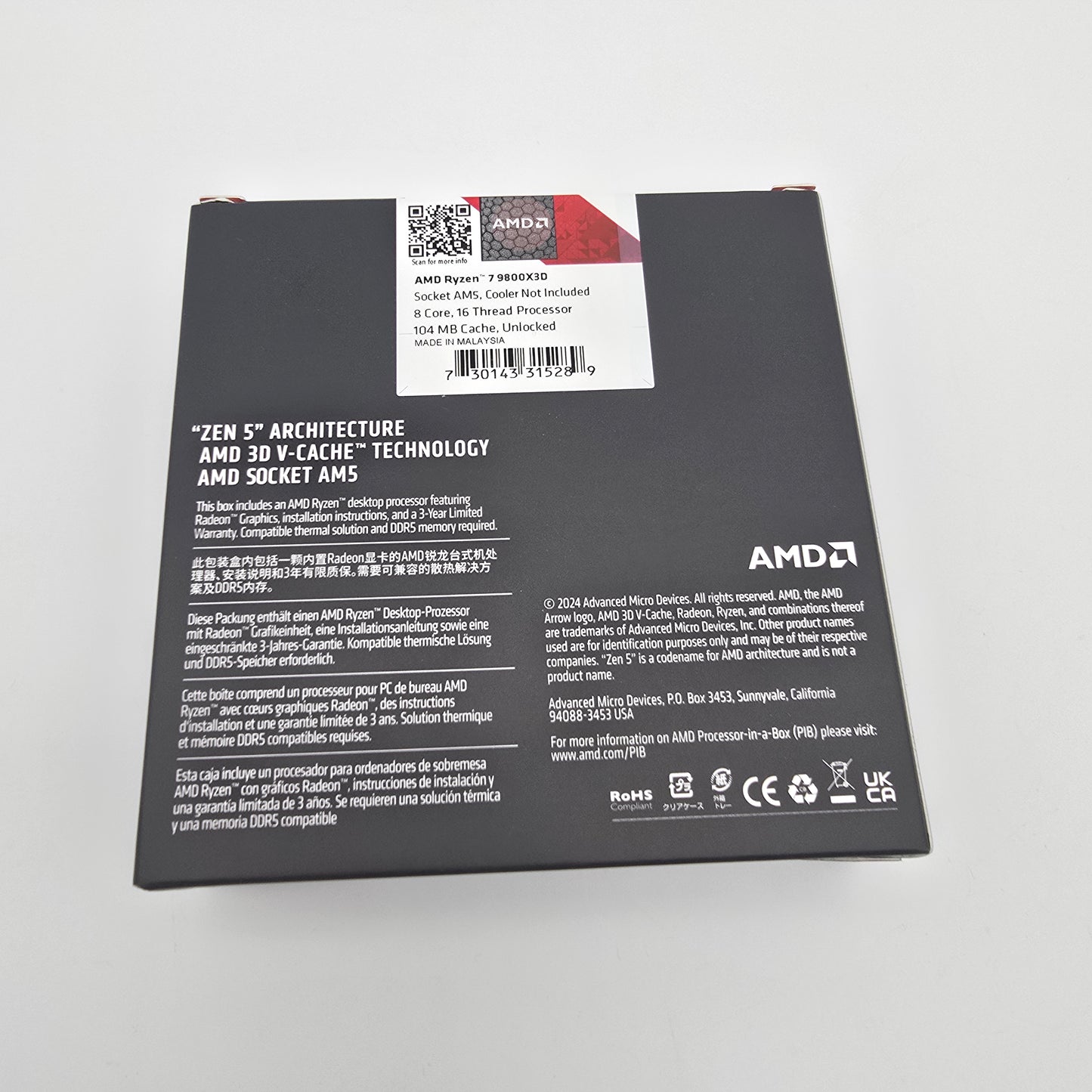 AMD Ryzen 7 9800X3D, Socket AM5 Gaming Processor CPU