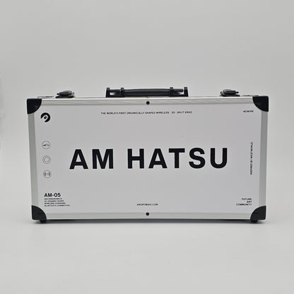 Angry Miao AM Hatsu Wireless Mechanical Ergonomic Keyboard, White with Aluminium Suitcase Carrying Case