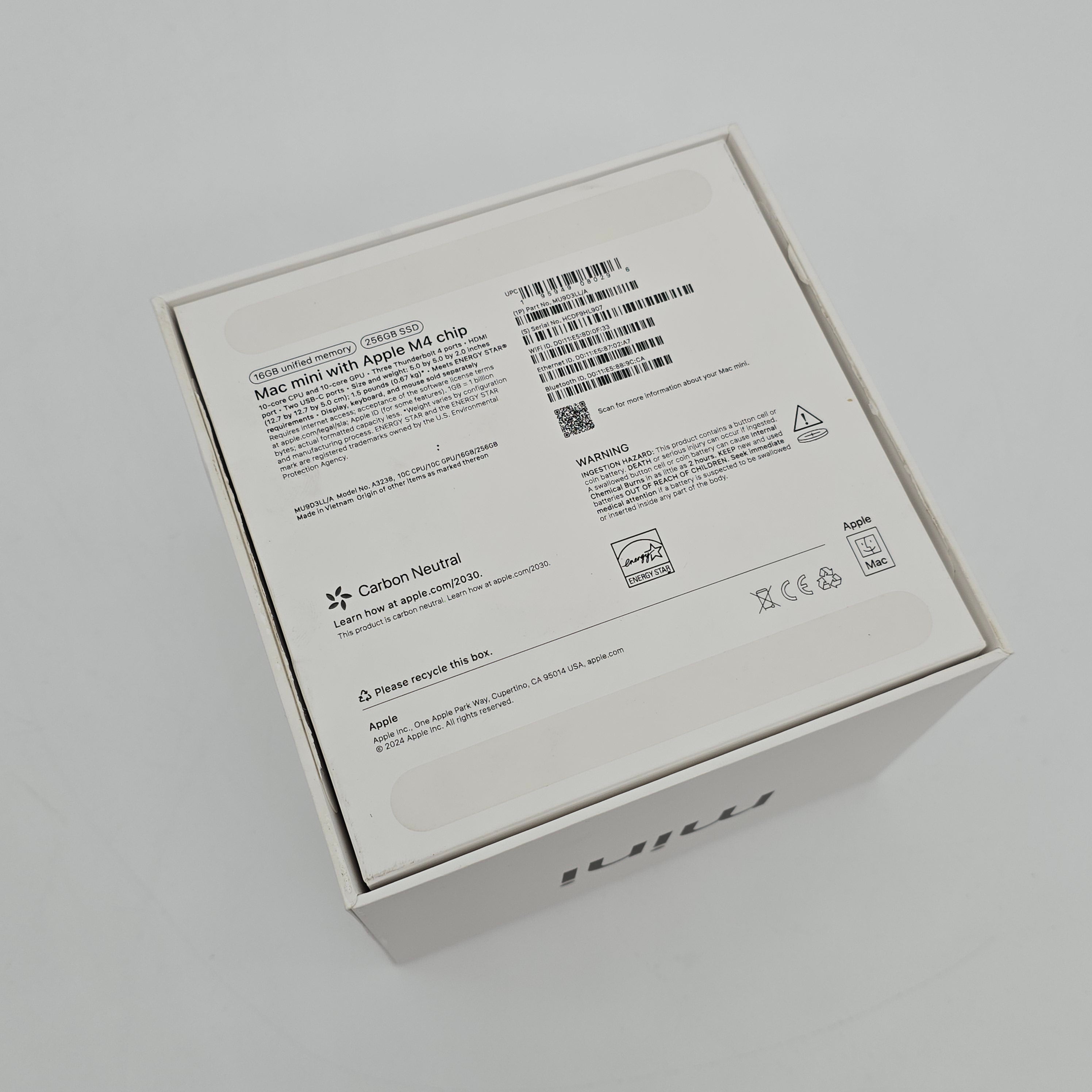 Apple Mac Mini M4, 16GB RAM, 256GB Storage, New/Open Box – MBPC