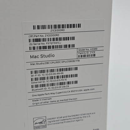 Apple Mac Studio M3 Ultra, 256GB RAM, 1TB SSD, 28C CPU, 60C GPU
