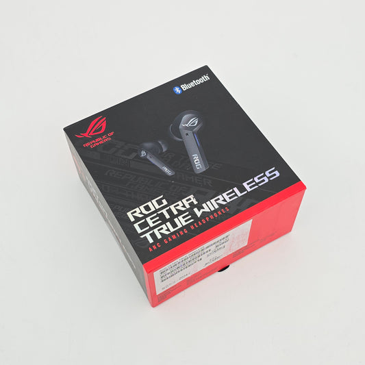 Box of ROG (Republic of Gamers) gaming products on a white background