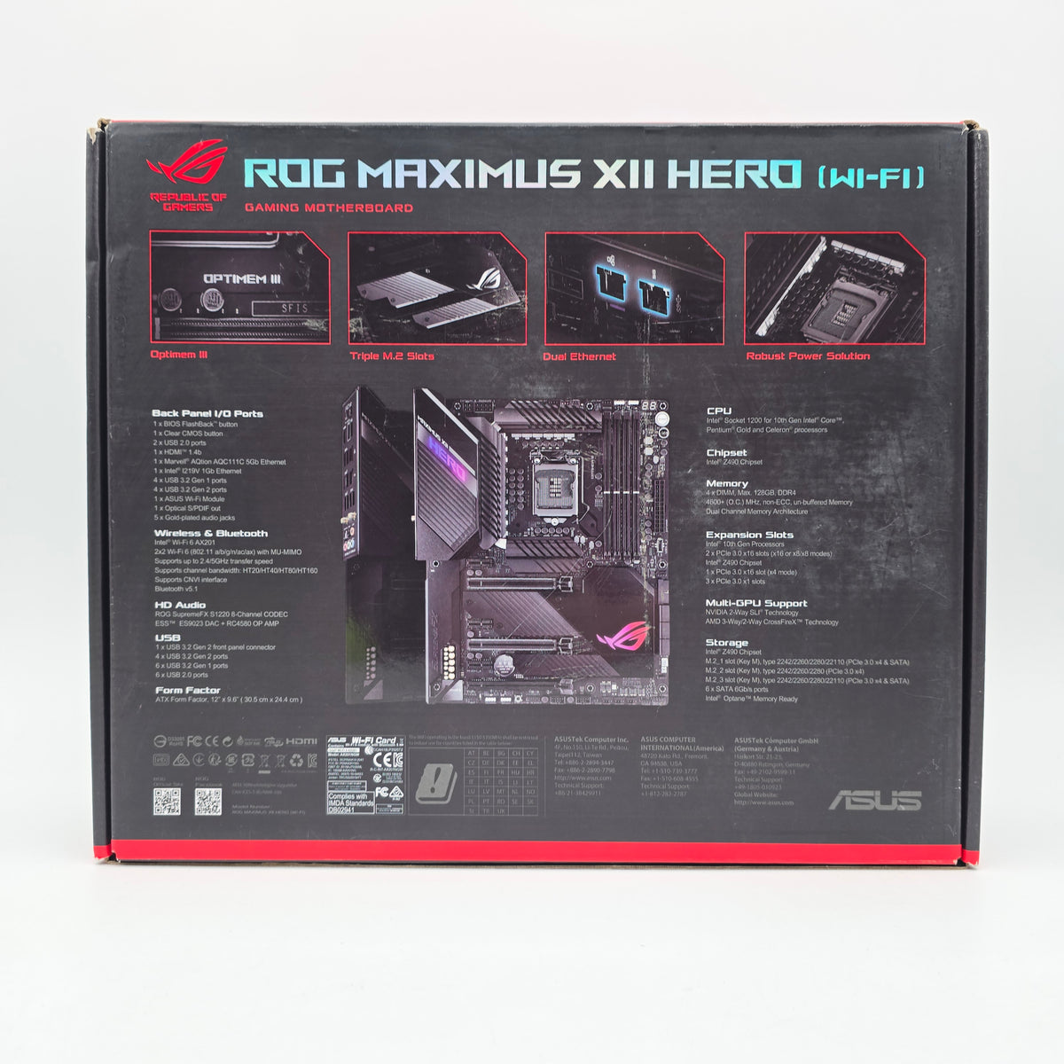 ASUS ROG Maximus XII Hero Wi-Fi, Intel LGA1200 Socket ATX Gaming Motherboard