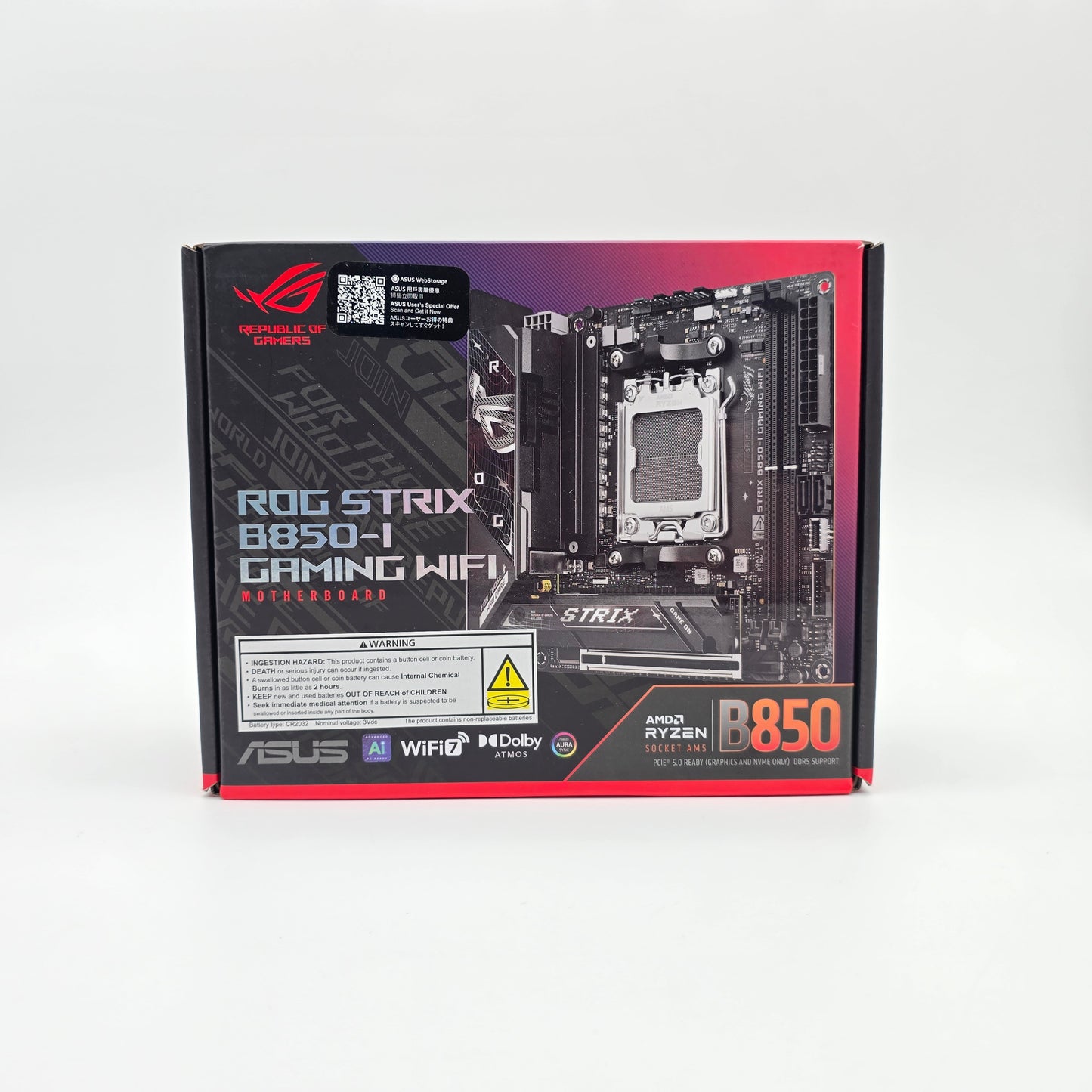 ASUS ROG STRIX B850-I Gaming WiFi, Socket AM5 Mini ITX AMD Gaming Motherboard