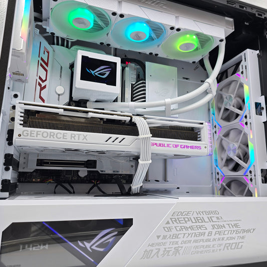 RTX 4090, Intel i9-14900K, 64GB DDR5, 4TB NVMe, Z790, Custom White ROG STRIX Gaming PC