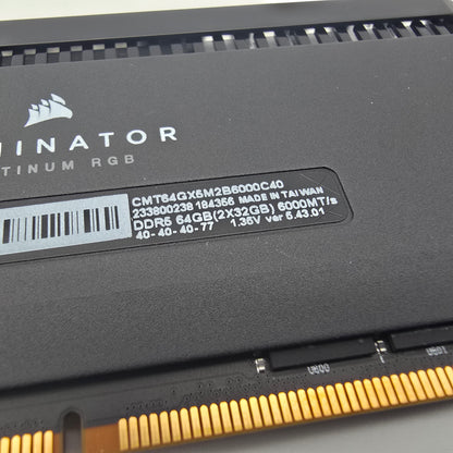 Corsair Dominator Platinum RGB 32GB DDR5, 6000MHz, CL40-40-40-77, Desktop Gaming Memory RAM (1x32GB)