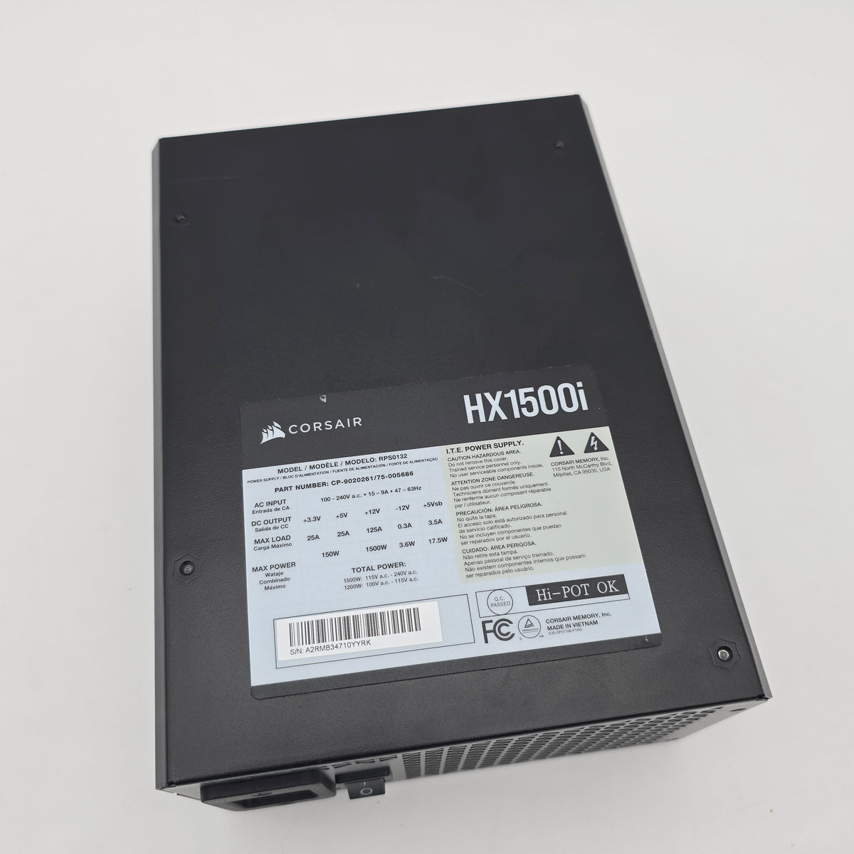 Corsair HX1500i 1500W 80+ Platinum, Fully Modular Gaming Power Supply PSU