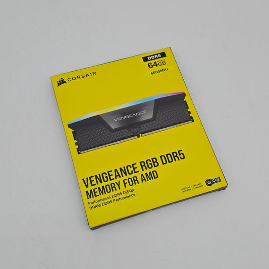 Corsair Vengeance RAM module packaging on a gray background