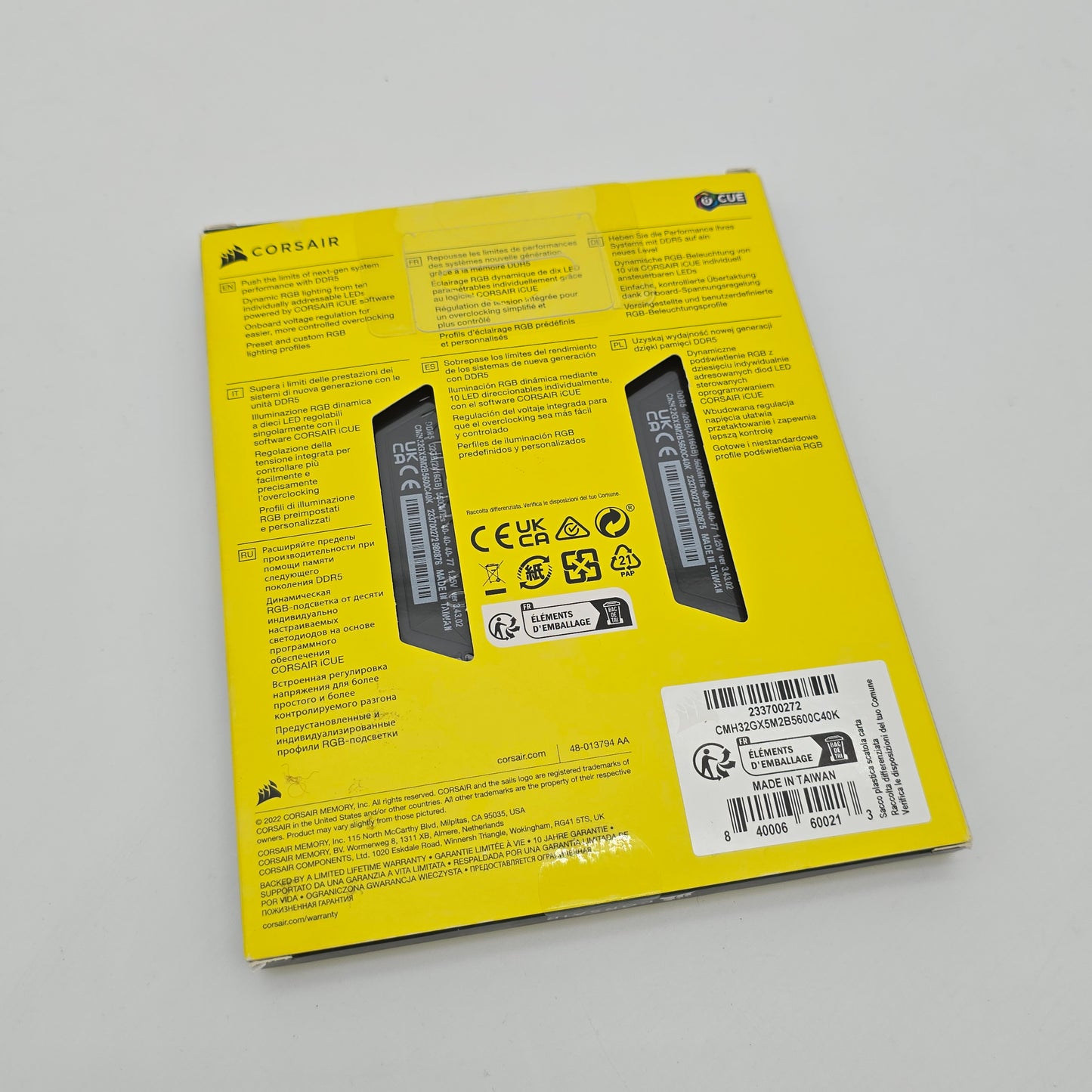 Corsair Vengeance RGB 32GB DDR5, 5600MHz, CL40-40-40-77 Desktop Gaming Memory RAM (2x16GB)