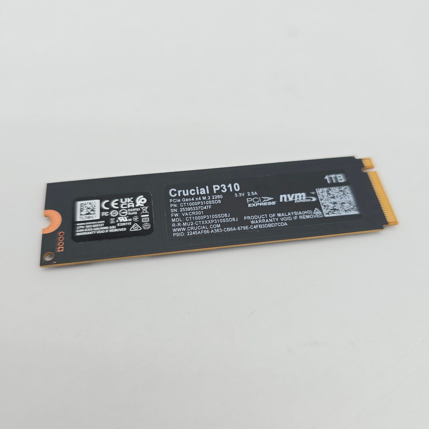 Crucial P310 1TB, M.2 NVMe Gen4 Internal Gaming Solid State Drive Storage SSD