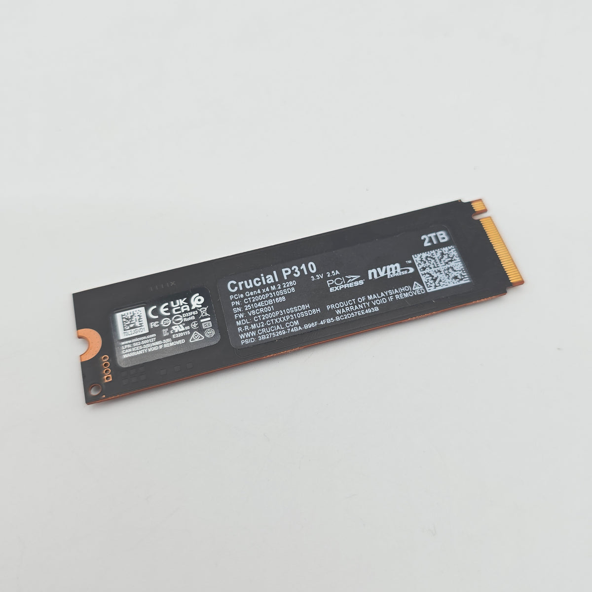 Crucial P310 2TB M.2 NVMe Gen4 SSD, Internal Gaming Solid State Drive Storage