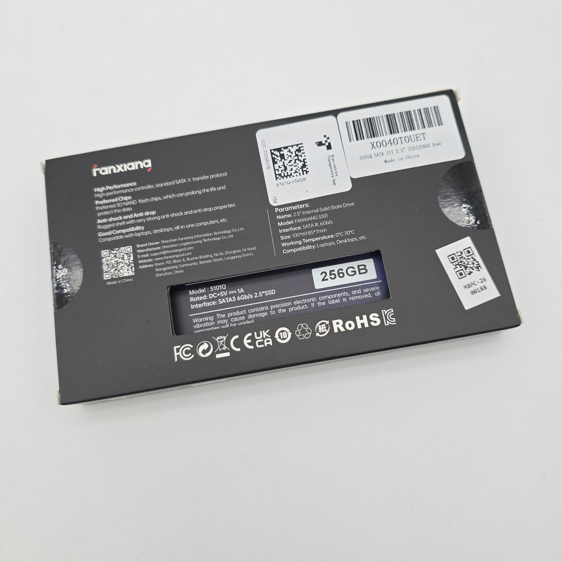 Fanxiang S101Q 256GB SATA 2.5" SSD, Internal Gaming Solid State Drive Storage