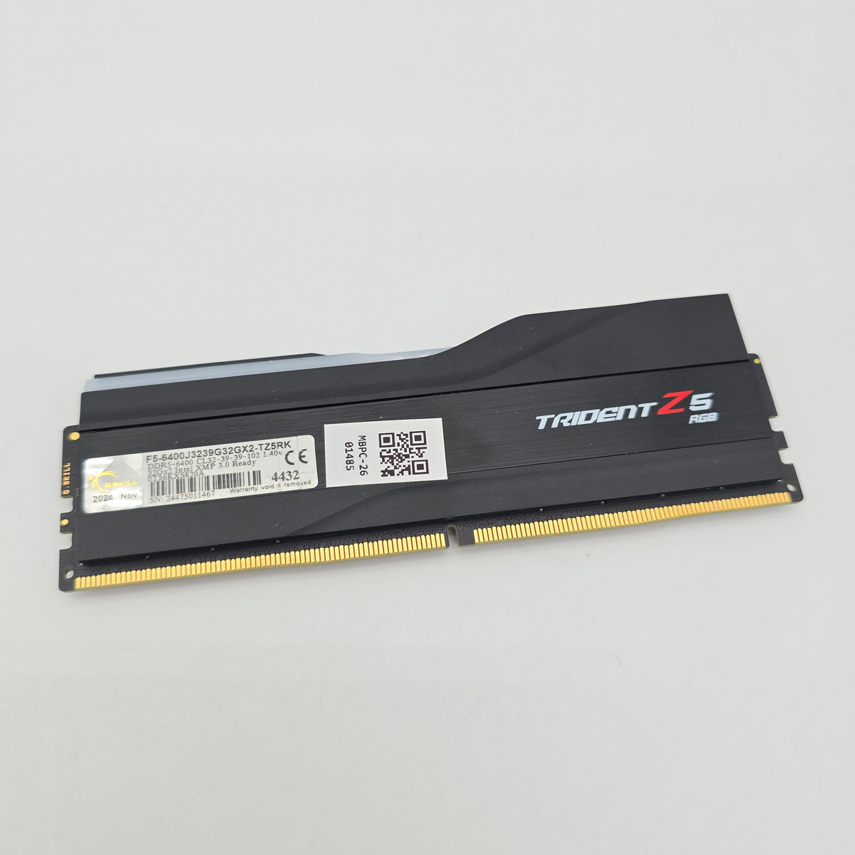 G.Skill Trident Z5 RGB 32GB DDR5, 6400MHz, CL32-39-39-102, Desktop Gaming Memory RAM (1x32GB)