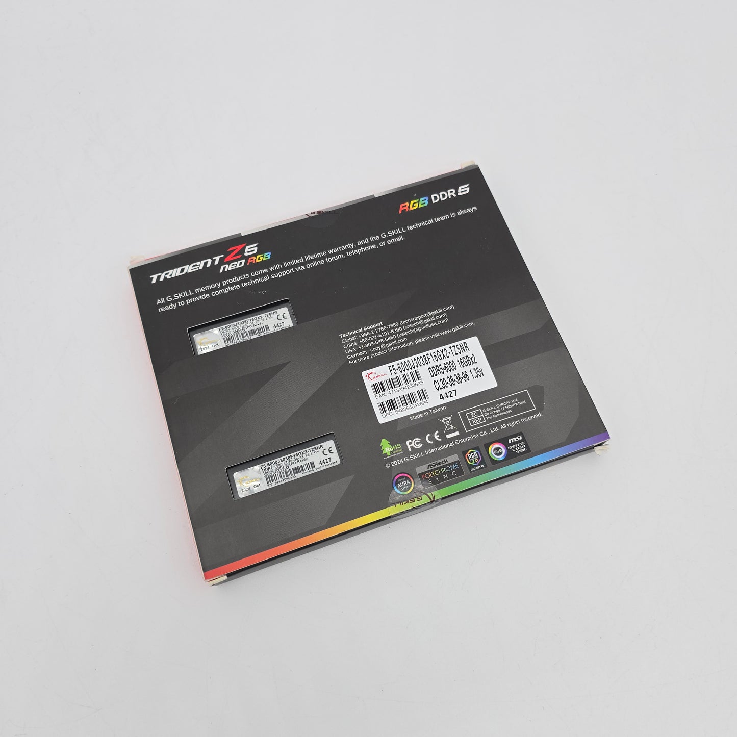 G.Skill TridentZ RGB 32GB DDR5 RAM 6000MHz, CL30-38-38-96, 2x16GB Memory Kit