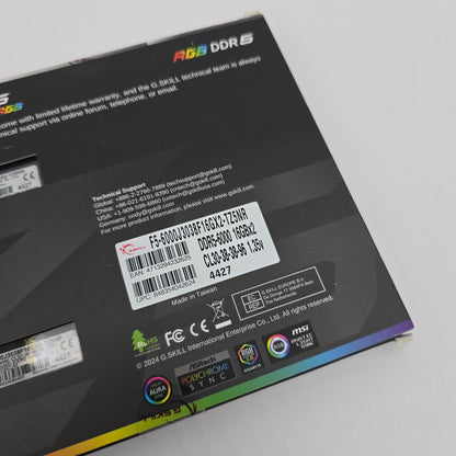 G.Skill TridentZ RGB 32GB DDR5 RAM 6000MHz, CL30-38-38-96, 2x16GB Memory Kit