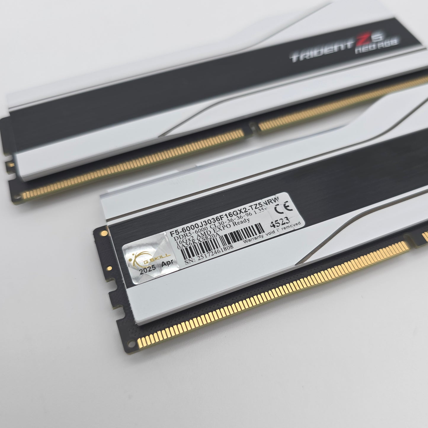 G.Skill TridentZ RGB White 32GB DDR5 RAM, 2x16GB, 6000MHz, CL30-36-36-96 Desktop Memory