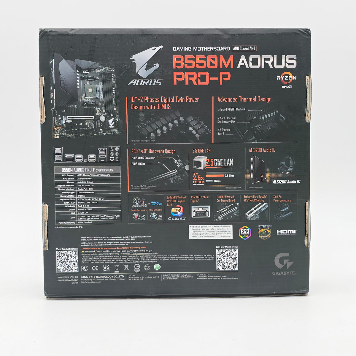 Gigabyte B550M Aorus Pro-P, AMD AM4 Socket, Micro-ATX Gaming Motherboard