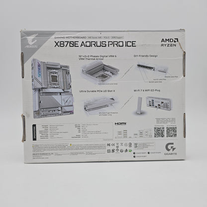 Gigabyte X870E Aorus Pro Ice Gaming Motherboard, AMD Ryzen 9950X CPU w/ ThermalGrizzly Waterblock