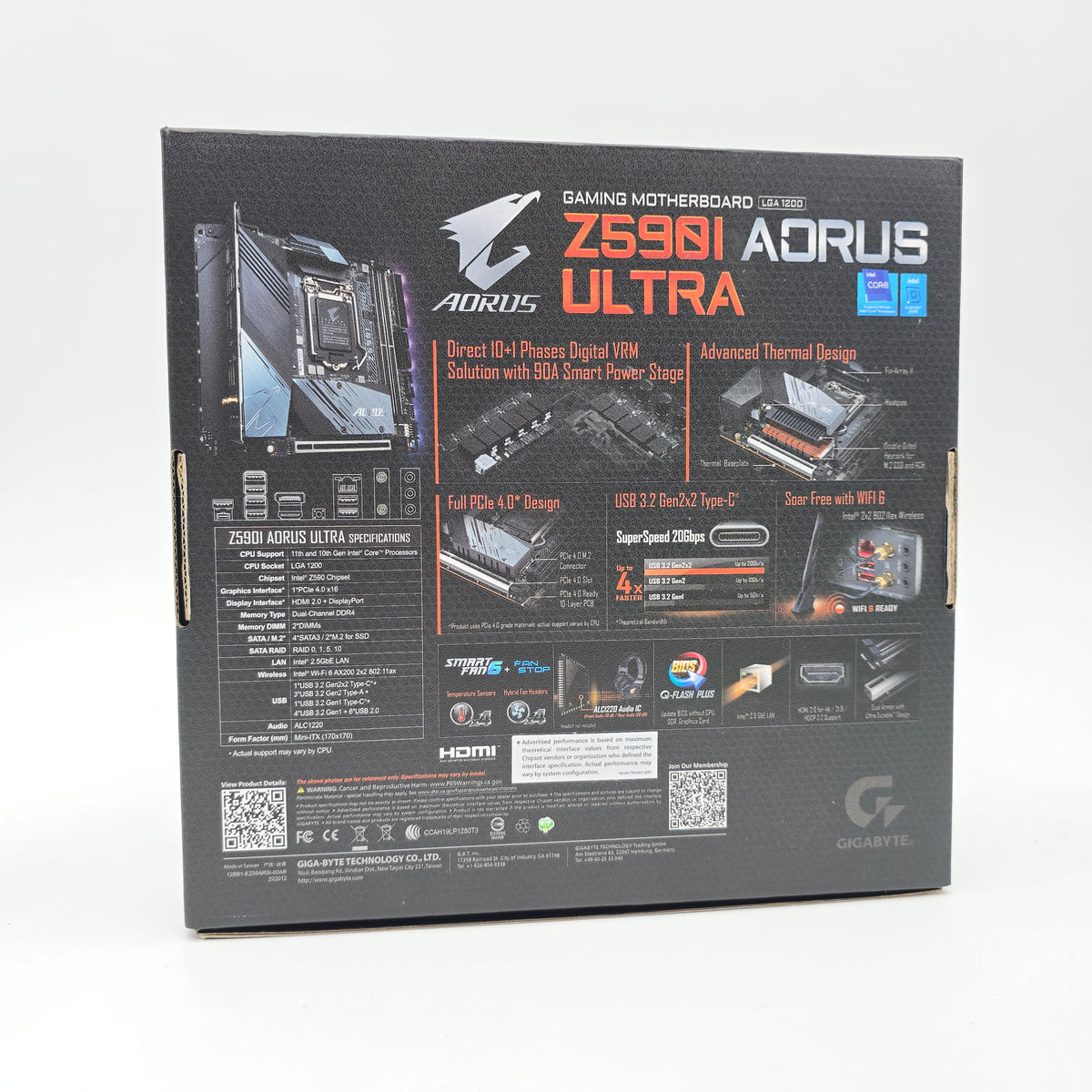 Gigabyte Z590I Aorus Ultra, Intel LGA1200, Mini-ITX Gaming Motherboard