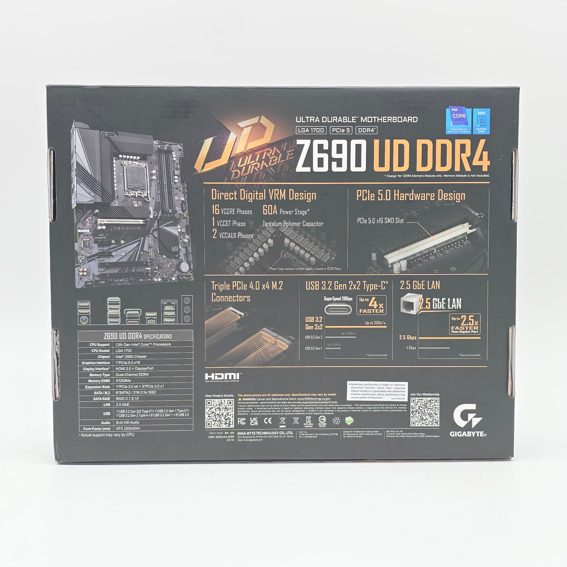 Gigabyte Z690 UD DDR4 ATX Gaming Motherboard + Intel Core i5-12600KF CPU Combo