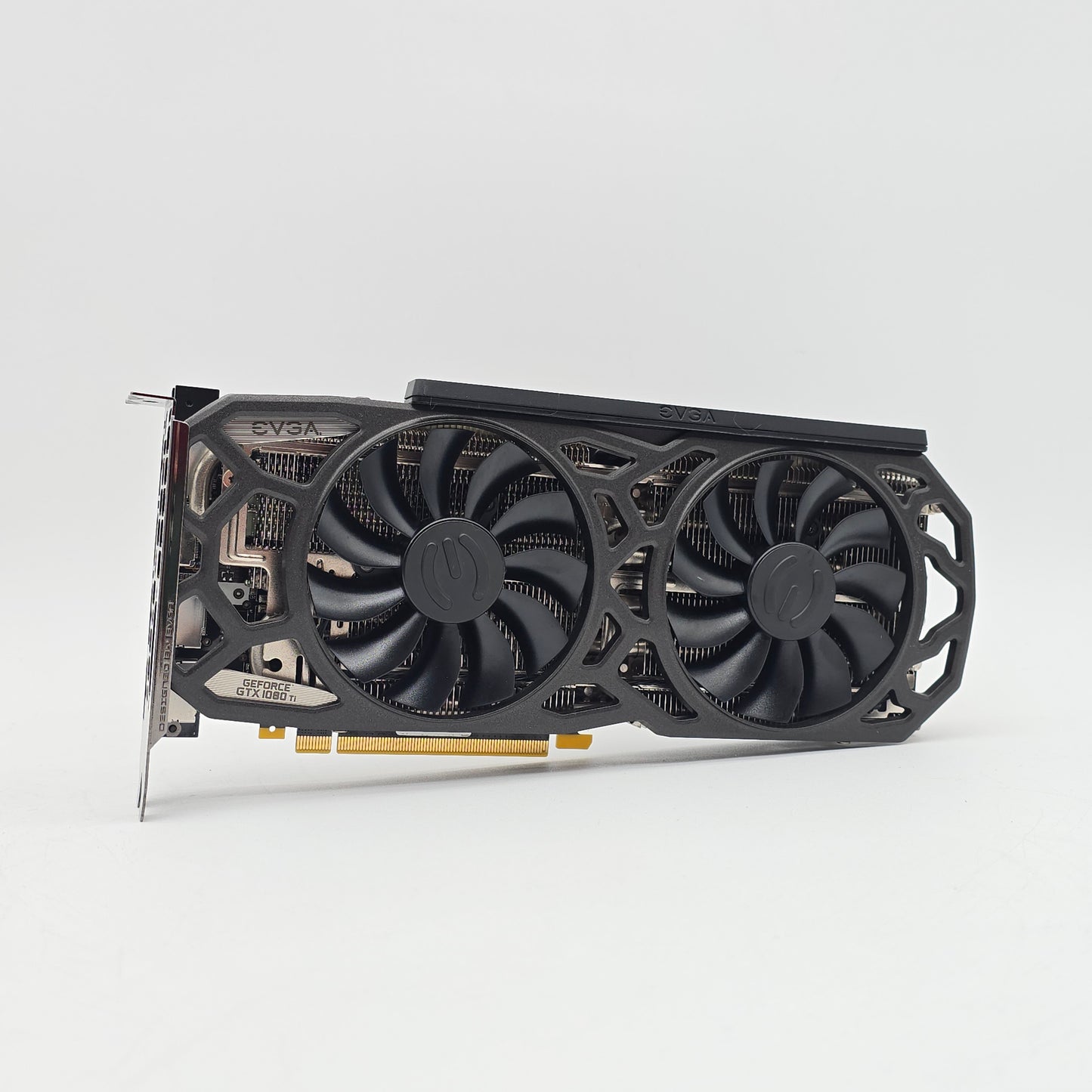 EVGA graphics card with two fans on a white background