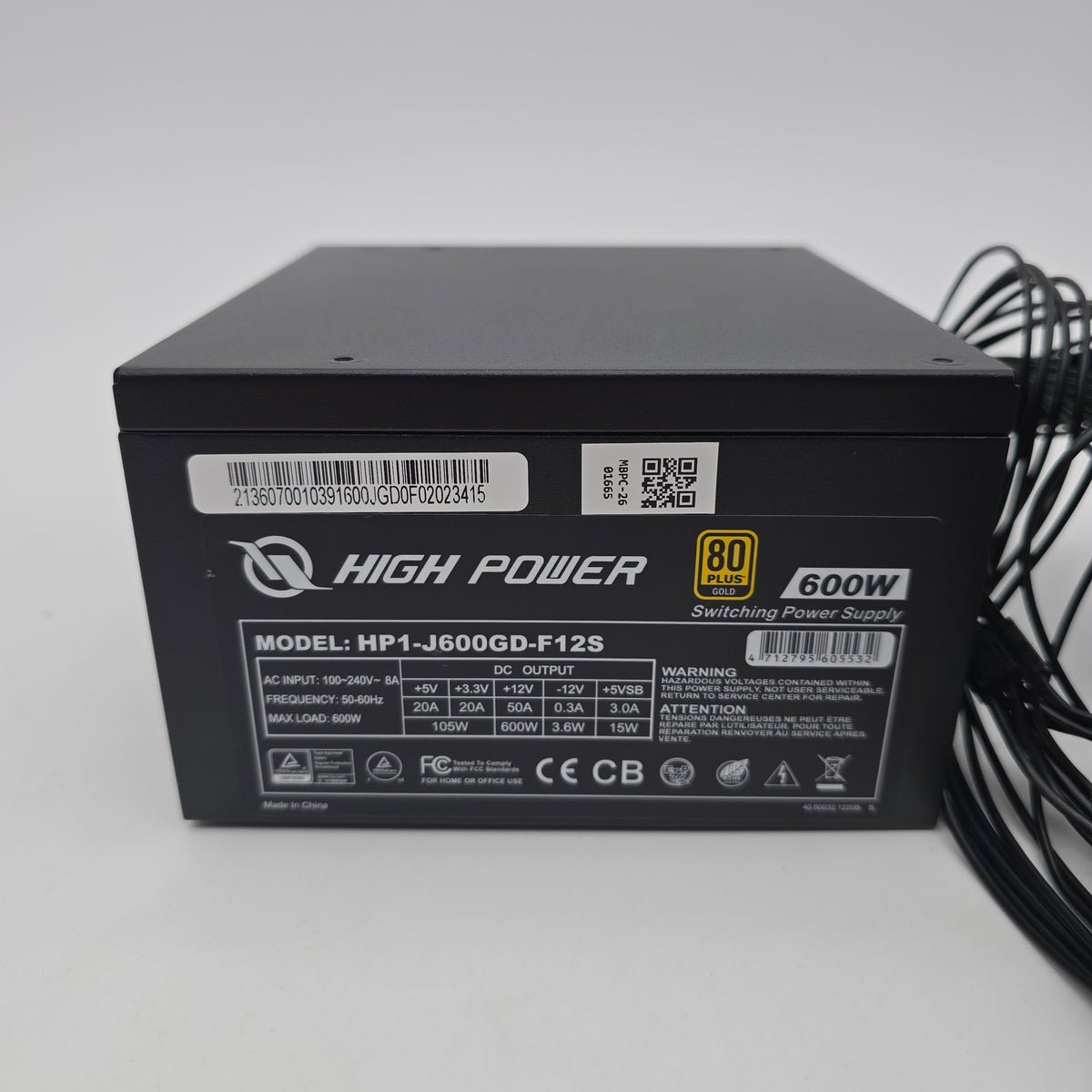 High Power 600W 80+ Gold, Non-Modular Gaming Power Supply PSU