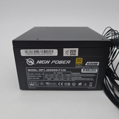 High Power 600W 80+ Gold, Non-Modular Gaming Power Supply PSU