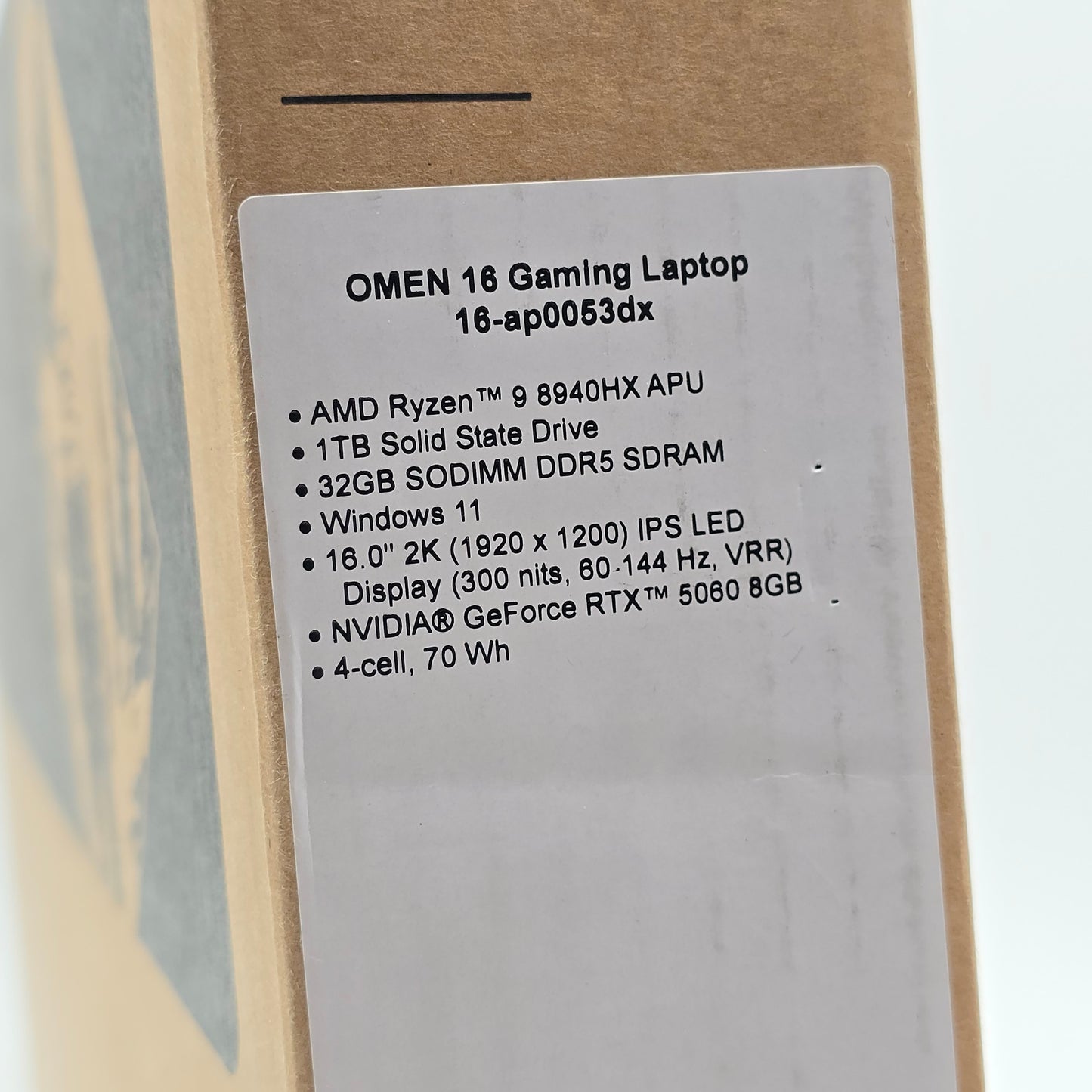 HP Omen 16, RTX 5060, Ryzen 9 8940HX, 32GB DDR5, 1TB NVMe, 16" 2K 144Hz IPS Display, Windows Gaming Laptop