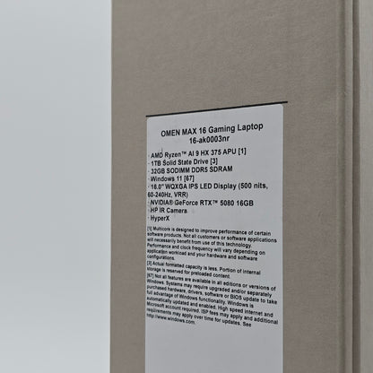 HP OMEN MAX 16 Gaming Laptop, NVIDIA RTX 5080, AMD Ryzen AI 9 HX 375, 32GB DDR5, 240Hz Screen