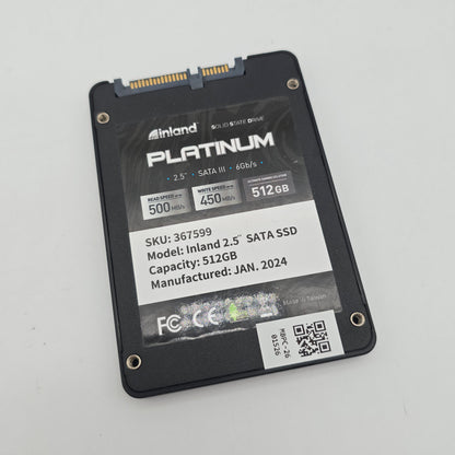 Inland Platinum 512GB 2.5" SATA III SSD, Internal Solid State Drive Storage