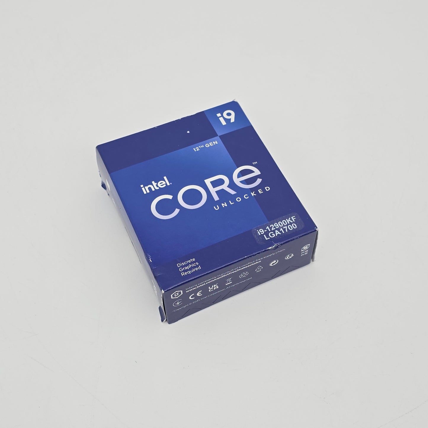Intel Core i9 processor packaging on a white background