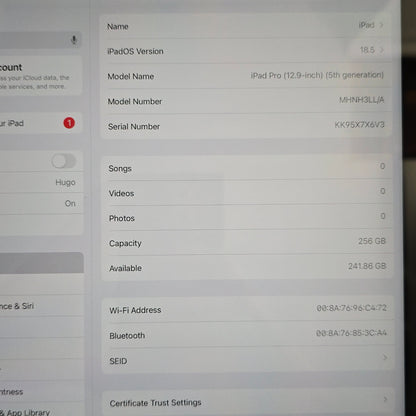 iPad Pro 5th Gen 12.9-Inch, WiFi, Space Gray, 256GB