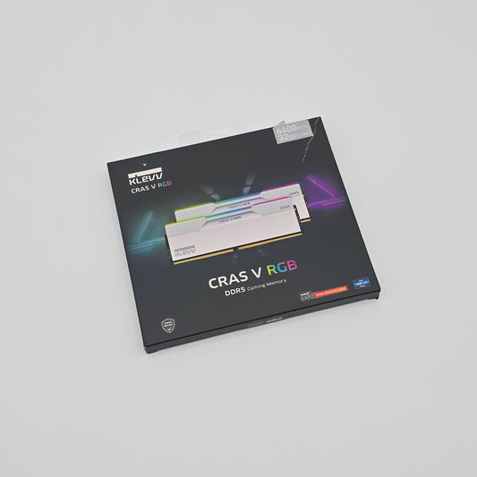 Klevv Cras V RGB White 32GB DDR5 Desktop RAM Memory, 2x16GB 6400MHz CL32-38-38-38