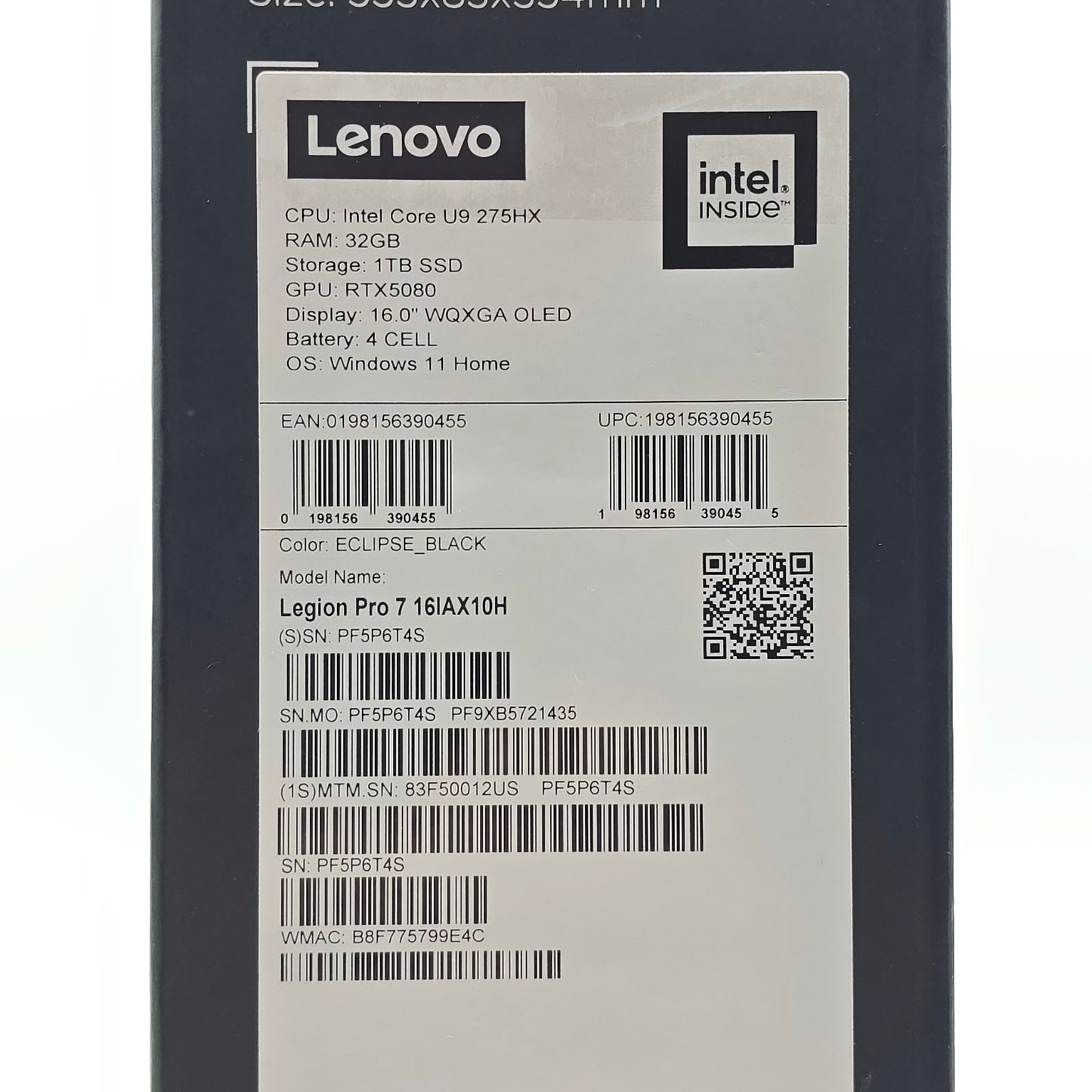 Lenovo Legion Pro 7i, RTX 5080, Intel Core Ultra 9 275HX, 32GB DDR5, 1TB NVMe, 16" WQXGA 240Hz OLED, Windows Gaming Laptop